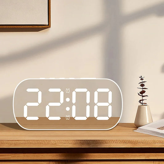 Digital Alarm Clock Desktop Table Clock Teperature Calendar LED Display Electronic Alarm Clocks Snooze Funtion Night Mode 12/24H