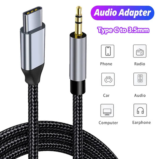 AUX Audio Cable USB C to 3.5mm Jack AUX Cord Car Speaker Headphone Adapter For Samsung Xiaomi Huawei Universal Type-C Converter