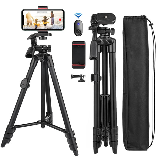NA3560 Phone Tripod 55in Professional Video Recording Camera Photography Stand for Xiaomi HUAWEI iPhone Gopro with Selfie Remote